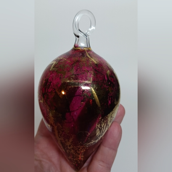 BLOWN GLASS Ornament with Gold Applique - Picture 2 of 4
